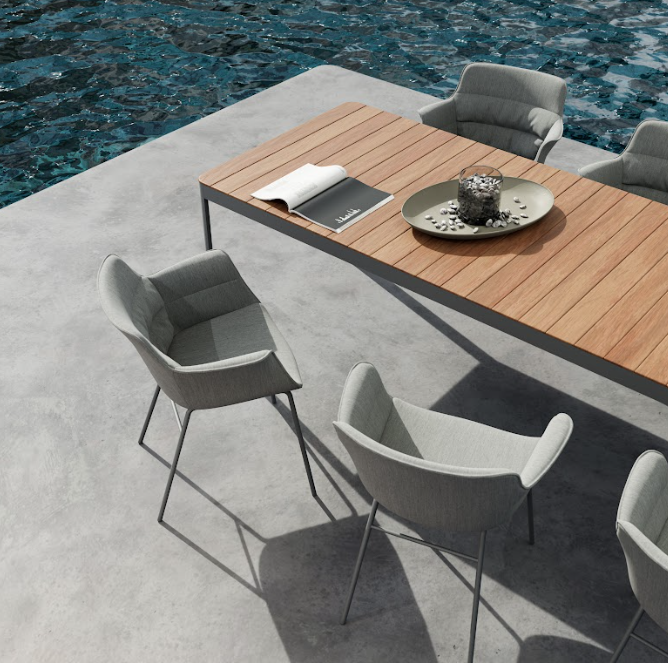 NuansDesign's tweet photo. Sundays should be spent poolside 🌊
We are loving the sleek look of our @btdesignglobal favorites, the Elusive table &amp; Rego Play chairs, now available in outdoor!
#nuansdesign #interiordesign #patiofurniture #patiodesign #patiodecor #patiodesign #modernpatio #moderndiningroom https://t.co/2Fw5m6DCOn
