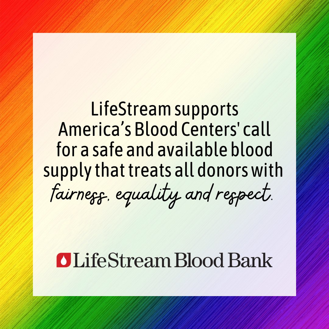LifeStream supports <a href="/AmericasBlood/">America’s Blood Centers</a>'s call for a safe and available blood supply that treats all donors with fairness, equality and respect. Learn more about the FDA's ADVANCE study: bit.ly/3r90qHE