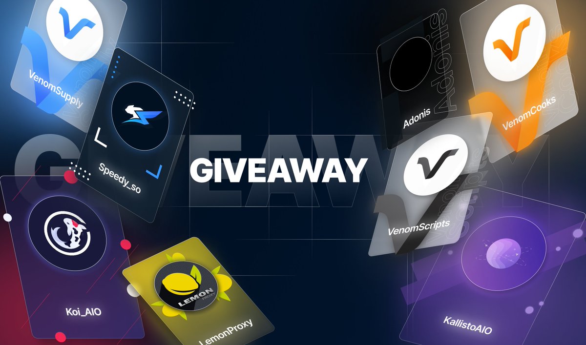 VenomCooks (@venom_cooks) on Twitter photo 🎉GIVEAWAY TIME🎉
<a href="/KallistoAIO/">Kallisto</a> 1x purchase link
<a href="/AdonisBots/">AdonisBots</a> 1x purchase link
<a href="/Koi_AIO/">Koi AIO</a> 1x EU Beta access
@VenomScripts 1x Free renewal
<a href="/Venom_Cooks/">VenomCooks</a> 2x Free month
<a href="/VenomSupply/">VenomSupply</a> 5x 1GB
<a href="/speedy_so/">SPEEDY</a> 5x 1GB
<a href="/LEMONPROXY2020/">LEMONPROXY</a> 5x 1GB
Rules🔽
Follow all accounts
Like & Retweet
Tag 3 friends 🎉GIVEAWAY TIME🎉
<a href="/KallistoAIO/">Kallisto</a> 1x purchase link
<a href="/AdonisBots/">AdonisBots</a> 1x purchase link
<a href="/Koi_AIO/">Koi AIO</a> 1x EU Beta access
@VenomScripts 1x Free renewal
<a href="/Venom_Cooks/">VenomCooks</a> 2x Free month
<a href="/VenomSupply/">VenomSupply</a> 5x 1GB
<a href="/speedy_so/">SPEEDY</a> 5x 1GB
<a href="/LEMONPROXY2020/">LEMONPROXY</a> 5x 1GB
Rules🔽
Follow all accounts
Like & Retweet
Tag 3 friends