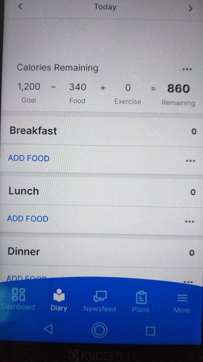 Lu95263231's tweet photo. @MyFitnessPal Is this a new feature? A little bit of help adding up your calories my fitness pal is giving me a headstart on the day. 340 calories taken away for 0 food! https://t.co/YjKjefuqNR