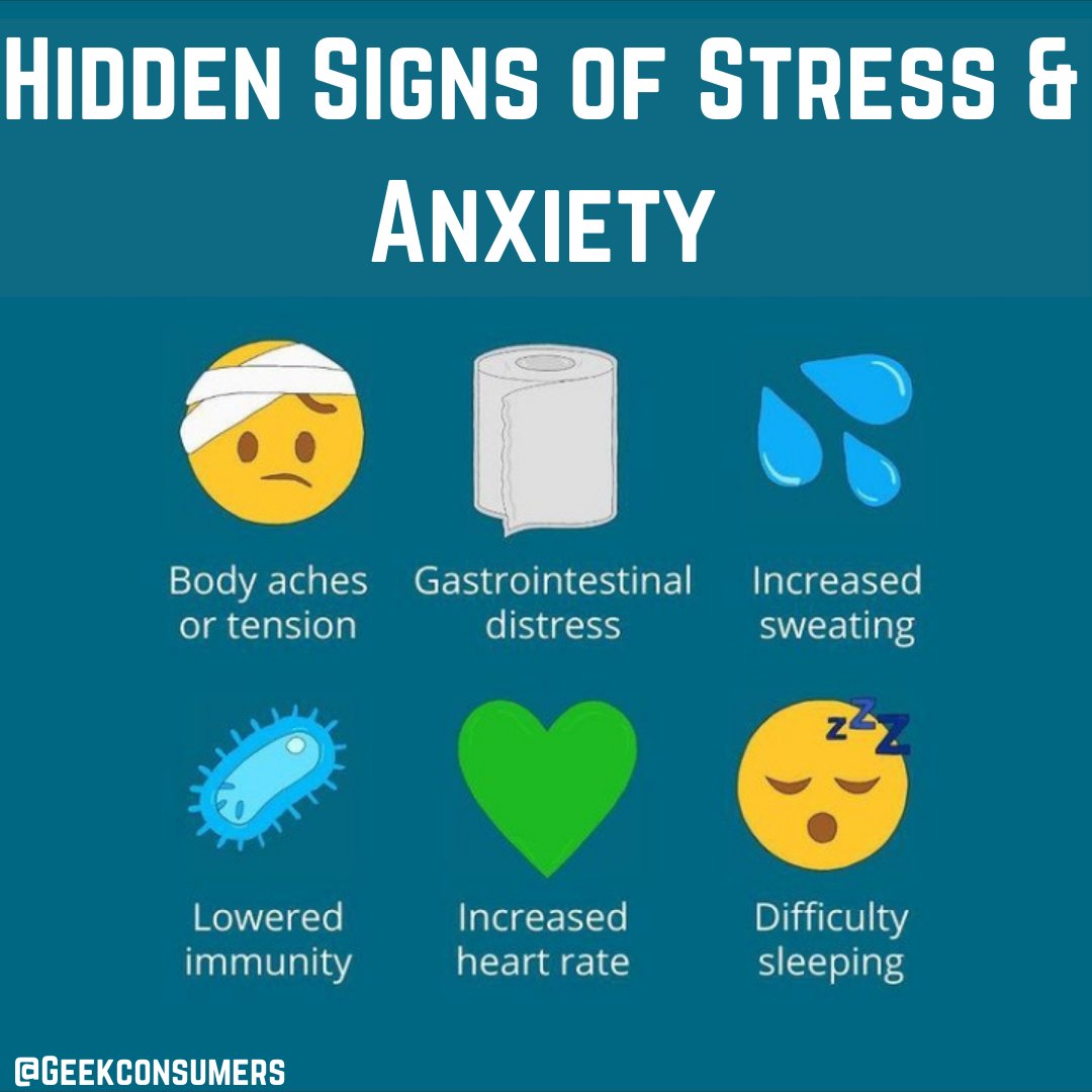 Geekconsumers's tweet image. Hidden Signs of Stress and Anxiety
#signsofanxiety #signsofstress #anxiety #stress #mentalhealth #wellbeing #health
