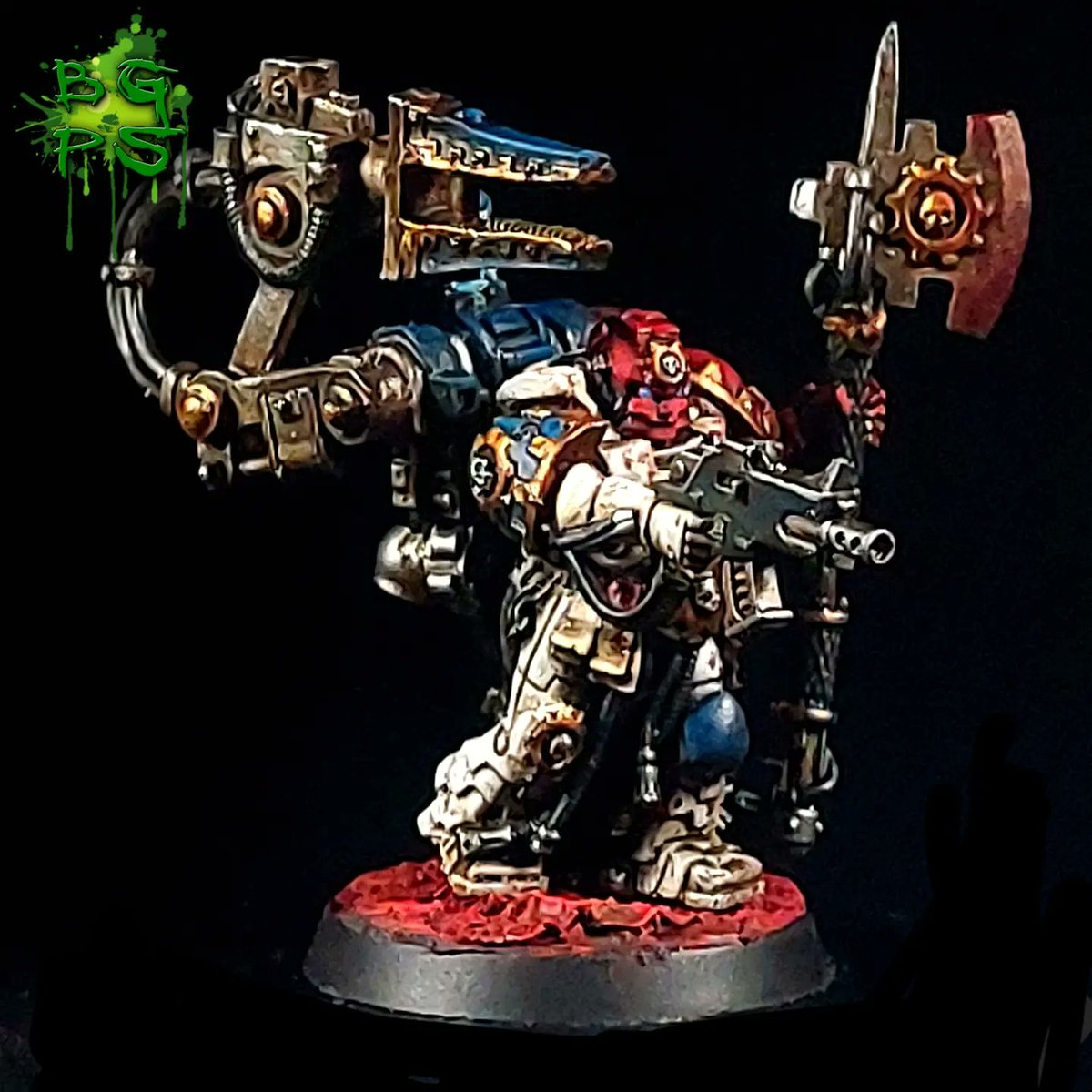 BusyGoblin's tweet photo. Another test model for the XII Legion.  This time with some blood splatter!

I don't know how useful a World Eater Techmarine will be, but as I've had this model kicking around, unloved, in the bottom of a bits box, I thought I'd show it some paint.

#horusheresy #worldeaters https://t.co/yuuaFV9yr0