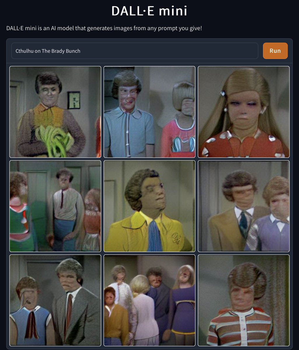 My favorite episode of The Brady Bunch was that time Alice accidentally chanted "Ph'nglui mglw'nafh Cthulhu R'lyeh wgah'nagl fhtagn" over a pot of beef stew and inadvertantly turned the entire family into eldritch horrors. #dallemini #thebradybunch #hplovecraft #cthulhu