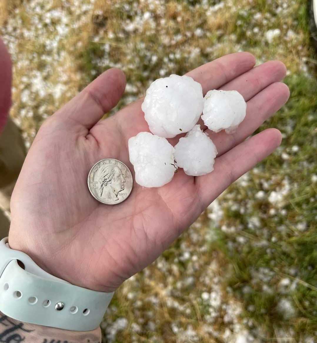 Tony Laubach (@tonylaubach) on Twitter photo Hail post-storm on NE-71 approximately 10N of Scottsbluff. Measured lots of 1.25-1.75" that covered the ground and highway. Image taken at 5:40pm. <a href="/NWSCheyenne/">NWS Cheyenne</a> Hail post-storm on NE-71 approximately 10N of Scottsbluff. Measured lots of 1.25-1.75" that covered the ground and highway. Image taken at 5:40pm. <a href="/NWSCheyenne/">NWS Cheyenne</a>