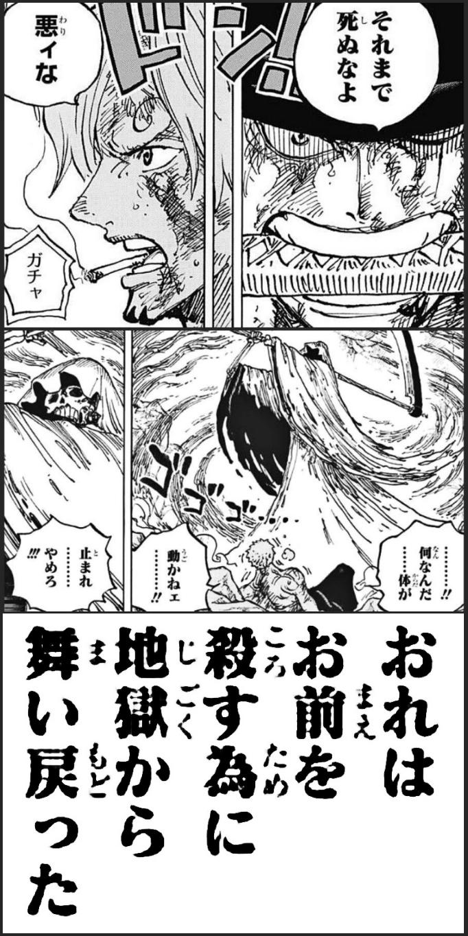 まな Su Twitter ゾロの何が良いかって 生理的な欲 睡眠欲 食欲 を満たした次に意識を向ける矛先が サンジ だった事 更にサンジの正気が失われていないと一目瞭然な上で刀を抜く姿がグッとくる 約束 に対する一途さ 両翼 という特別な絆も引っ括めた