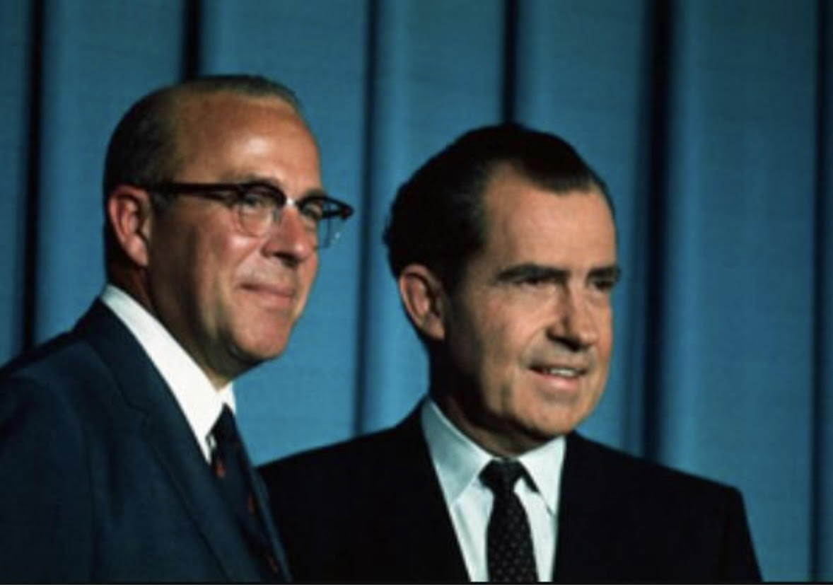 TreasuryHistory's tweet photo. On June 12, 1972, fifty-years ago today, George Shultz became the 62nd Secretary of the Treasury. During Secretary Shultz’s tenure, he co-founded the “Library Group” in March 1973, which is now known as the G7. The picture is provided from the Nixon Library.  #ustreasury  #G7 https://t.co/MYanpPV8T0