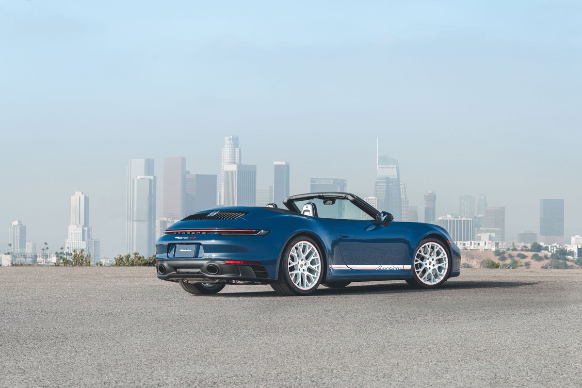 CARandDRIVER's tweet photo. The 2023 @Porsche 911 GTS cabriolet America Edition is a red, white, and blue tribute: https://t.co/F2E2U7hRFy https://t.co/GDyEOXtZ2G