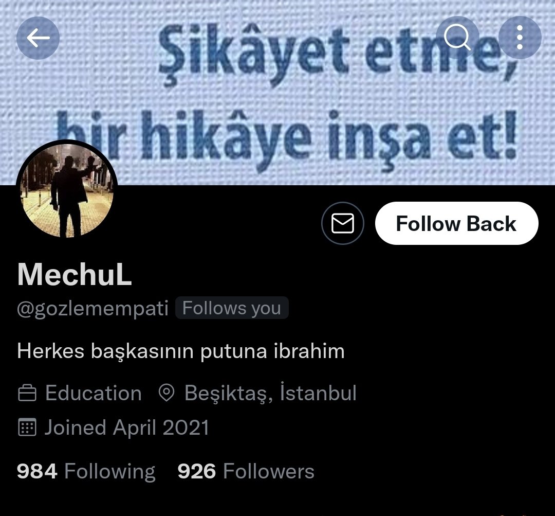edipyuksel's tweet photo. Yarı-rastgele bir profil: @gozlemempati
Ve harika bir tespit:
"Herkesin putu kendine şirin.
Herkes başkasının putuna İbrahim"
"Ömer Lütfi Mete"
#ediPro https://t.co/5LdeCnyDOd