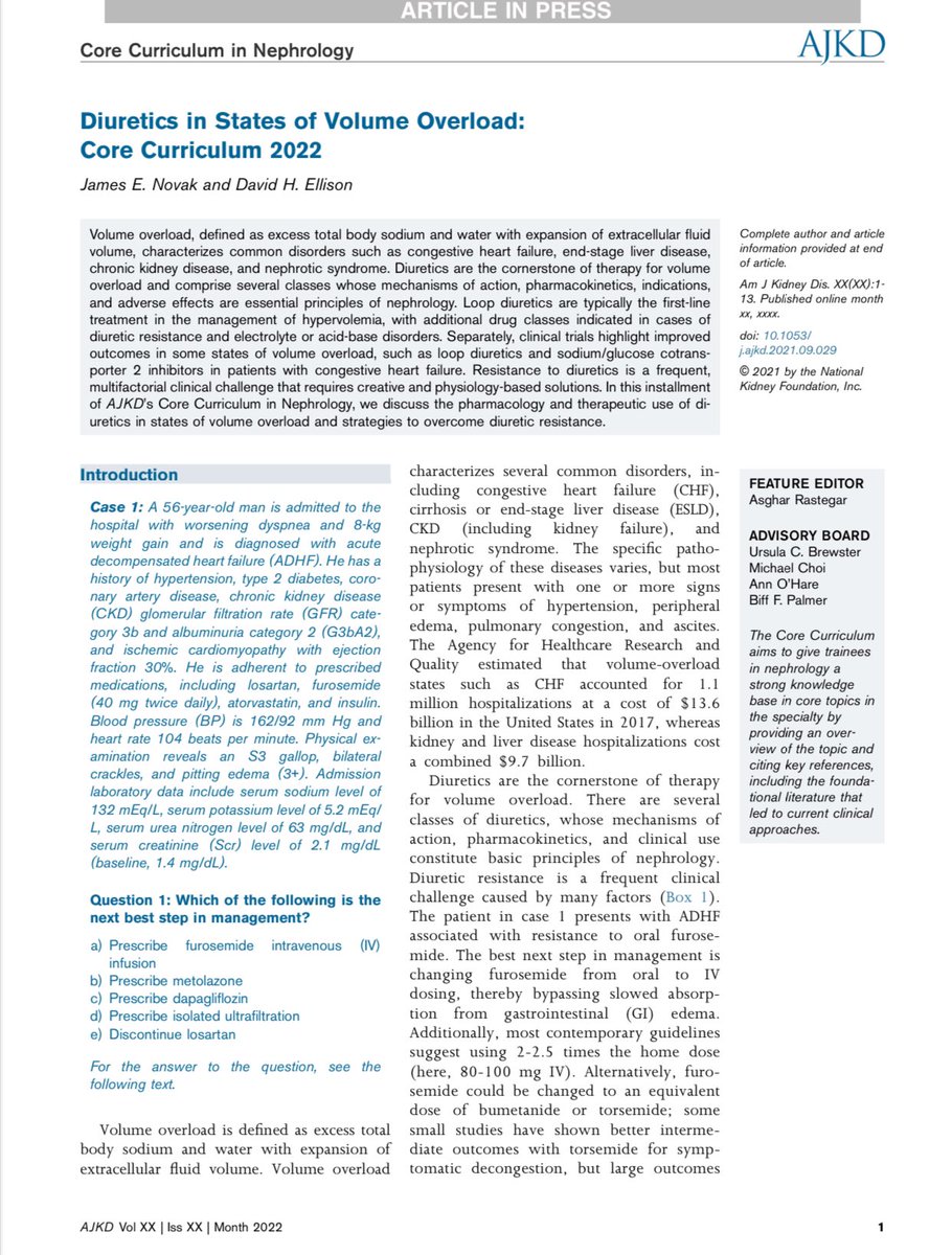 Edgar V. Lerma 🇵🇭 (@edgarvlermamd) on Twitter photo Diuretics in states of volume overload ca. 2022 from <a href="/AJKDonline/">AJKD</a> <a href="/JamesNovakNeph/">James Novak, MD PhD FACP FASN FNKF</a> <a href="/dhekidney/">David Ellison</a> #Nephpearls #Cardiorenal
👉🏼 ajkd.org/article/S0272-… Diuretics in states of volume overload ca. 2022 from <a href="/AJKDonline/">AJKD</a> <a href="/JamesNovakNeph/">James Novak, MD PhD FACP FASN FNKF</a> <a href="/dhekidney/">David Ellison</a> #Nephpearls #Cardiorenal
👉🏼 ajkd.org/article/S0272-…