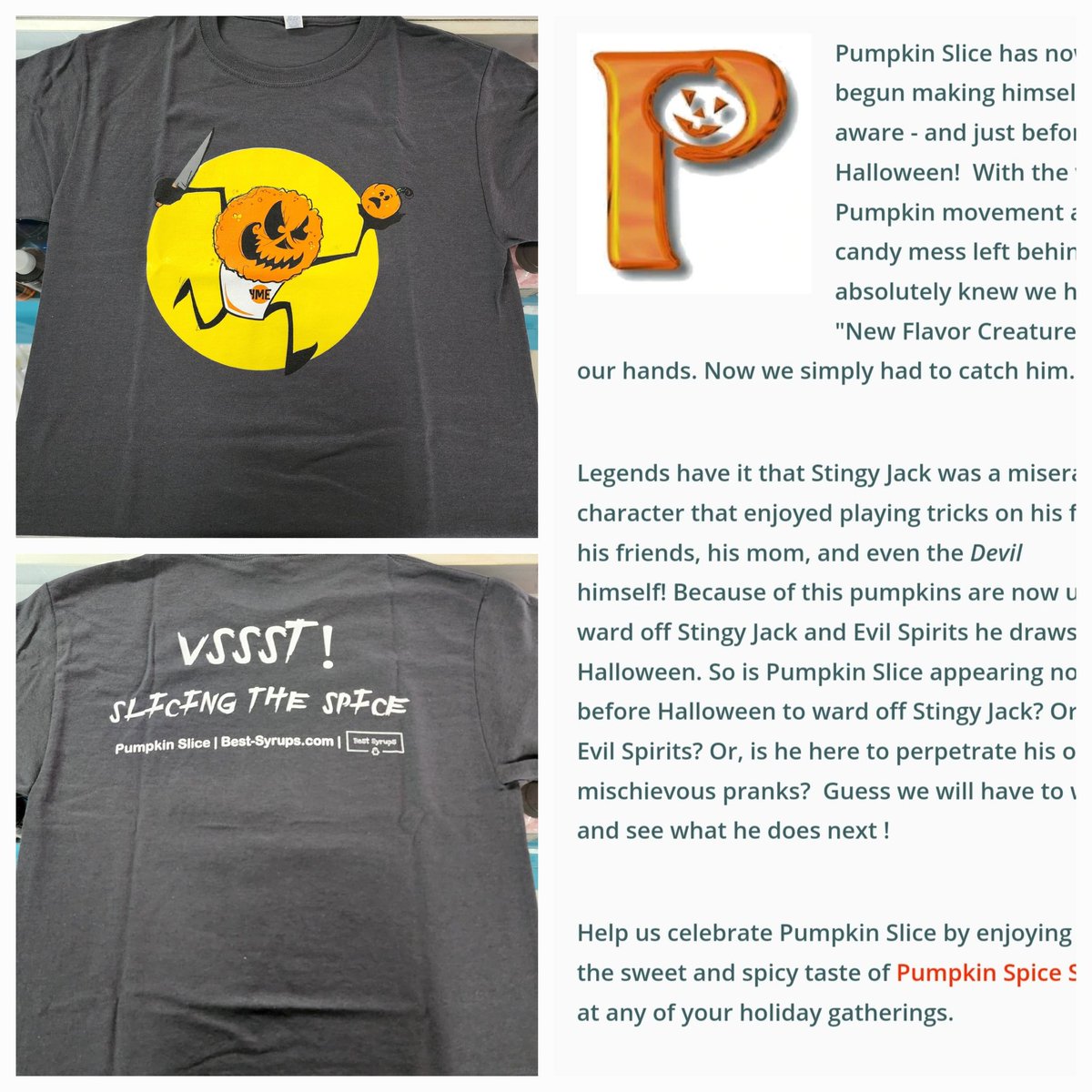 best_syrups's tweet photo. For those new to Our sites this is PumpkinSlice we will be introducing them to you this month n more can be read about him on our site @ https://t.co/aOg1h9tJmh #TEAMYME #BestSyrup #FlavorFactory #CreatureWears #Creatures #PumpkinSlice #Clothing #ClothingBrand #Support #ShopSmall https://t.co/JpbMDGYOpL