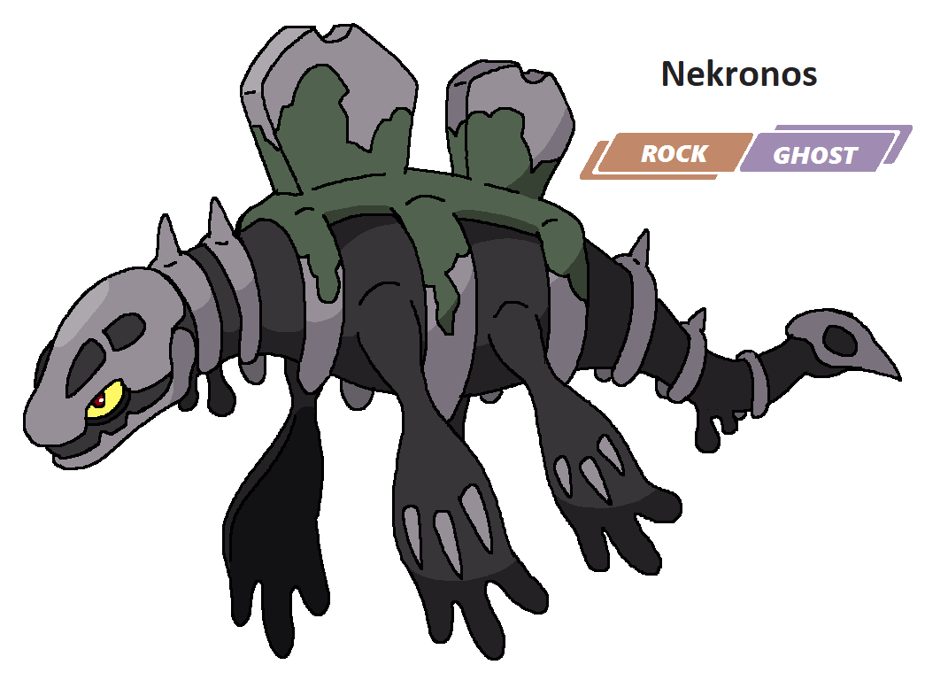 My Onix evolution, Fossilix, a Rock/Ghost type which evolves when given the  Rare Bone and leveling up in a graveyard. : r/fakemon