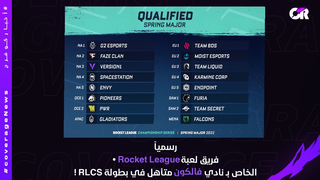coverageesports's tweet photo. يستعد نادي @FalconsEsport لخوض مغامرة جديدة في بطولة RLCS SPRING MAJOR وذلك في النسخة التي تقام في لندن 📍، من يوم 6/29 حتى 7/3 🗓.
نتمنى له التوفيق وتحقيق البطولة 🤩💜
.
@FalconsEsport
@RLEsports
#RLCS
.
#اخبار_كوفرج
#CoverageNews https://t.co/Btwsw7QXoy