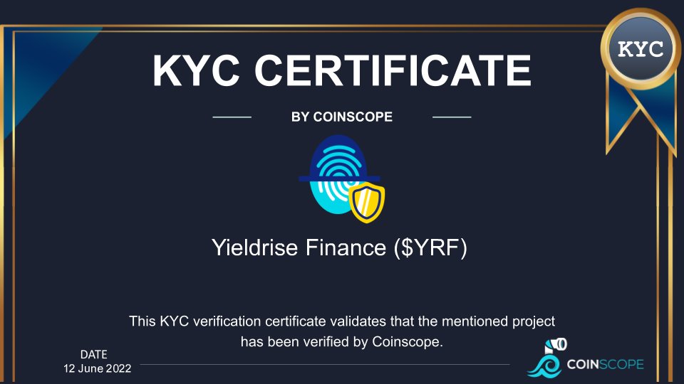 cyberscope_ann's tweet photo. We just finished the KYC for
 @yield_rise

Check the certification.
https://t.co/sWQzkVORbR

Want to get KYC for your project?
https://t.co/BpKMpQ6c5z

#Crypto #Blockchain #Kyc https://t.co/FWnhQ6jfLI