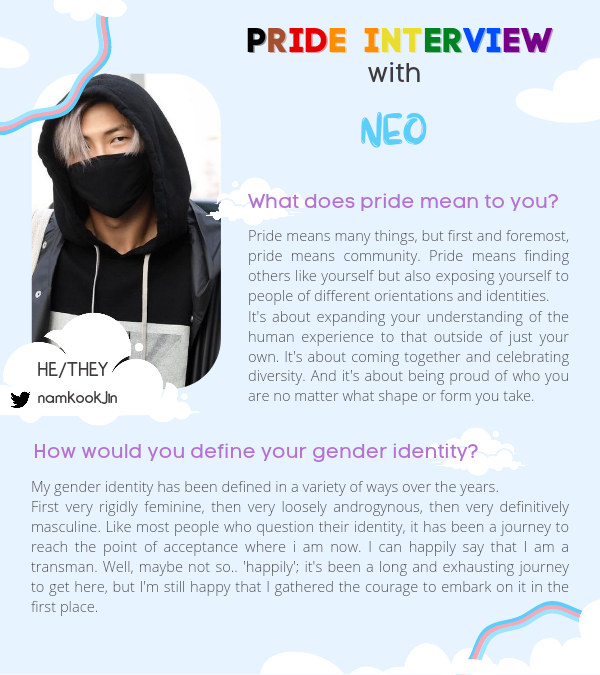transrepzine's tweet photo. Pride, collectively, is mostly about celebrating the different gender identities and orientations but through our #PrideInterview series, we aim to showcase a personalised view of Pride π³οΈβπ from our different team members.
First up is Neo, a writer for the zine. https://t.co/Qr2mDbRLC5