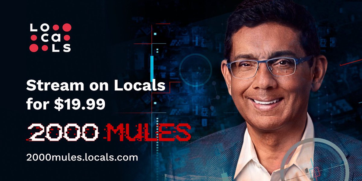 DineshDSouza's tweet photo. Stream and watch “2000 Mules” for just $19.99. Go to https://t.co/CkFn6TQH6D https://t.co/jxZbOjeORX