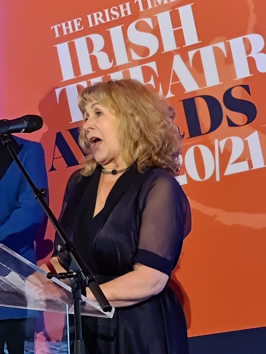 IrishTimesCultr's tweet photo. The Best Actress Award goes to Bríd Ní Neachtain @BridNiNeachtain for her role as Winnie in "Laethanta Sona" @companysjdublin @AbbeyTheatre @DubTheatreFest @GalwayIntArts #ITTheatreAwards https://t.co/dcg9o54RjC