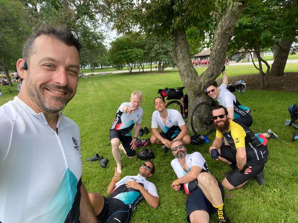 UbisoftToronto's tweet photo. 🎉 THEY DID IT &amp; WE COULDN’T BE PROUDER! 🎉

🚴‍♂️ The #UbisoftToronto @theride2conquer team made it to Niagara Falls and raised over $78K for cancer research!

⭐ HUGE thanks to our team members and all who supported! #lifeatubi https://t.co/3VG4iw4Z38