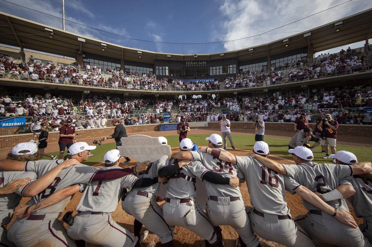 AggieBaseball's tweet photo. BTHO Oklahoma. 

#MCWS information and schedule will be announced when finalized. 

#GigEm https://t.co/IGGPwvxnLC