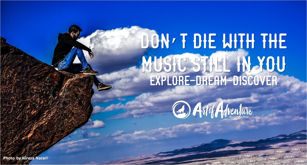 ArtofAdventure's tweet photo. Don't die with the music still in you.

#ArtofAdventure #Adventure #Hiking #Outdoors #Photography #LivingAdventurously #Travel #Climbing #Cycling #Scuba #Backpacking #MTB #Surfing #Kiteboarding #Windsurfing #Skiing #Snowboarding #Paragliding #SUP #Diving #DareDevil #Soaring #AofA https://t.co/whtC6wulxR