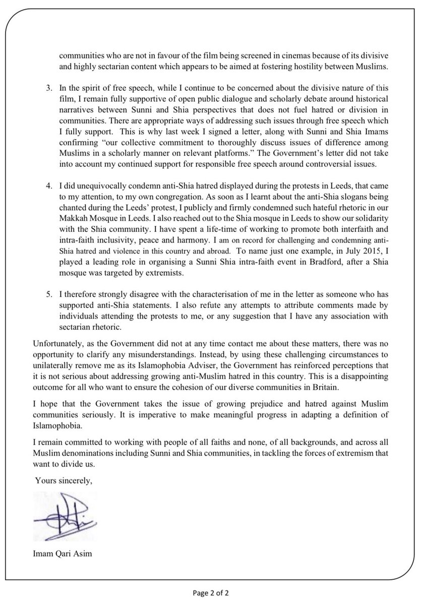 My response to the Department of Levelling Up, Housing &amp; Communities’ recent letter removing me as Government’s Adviser to define #Islamophobia 
👇🏼