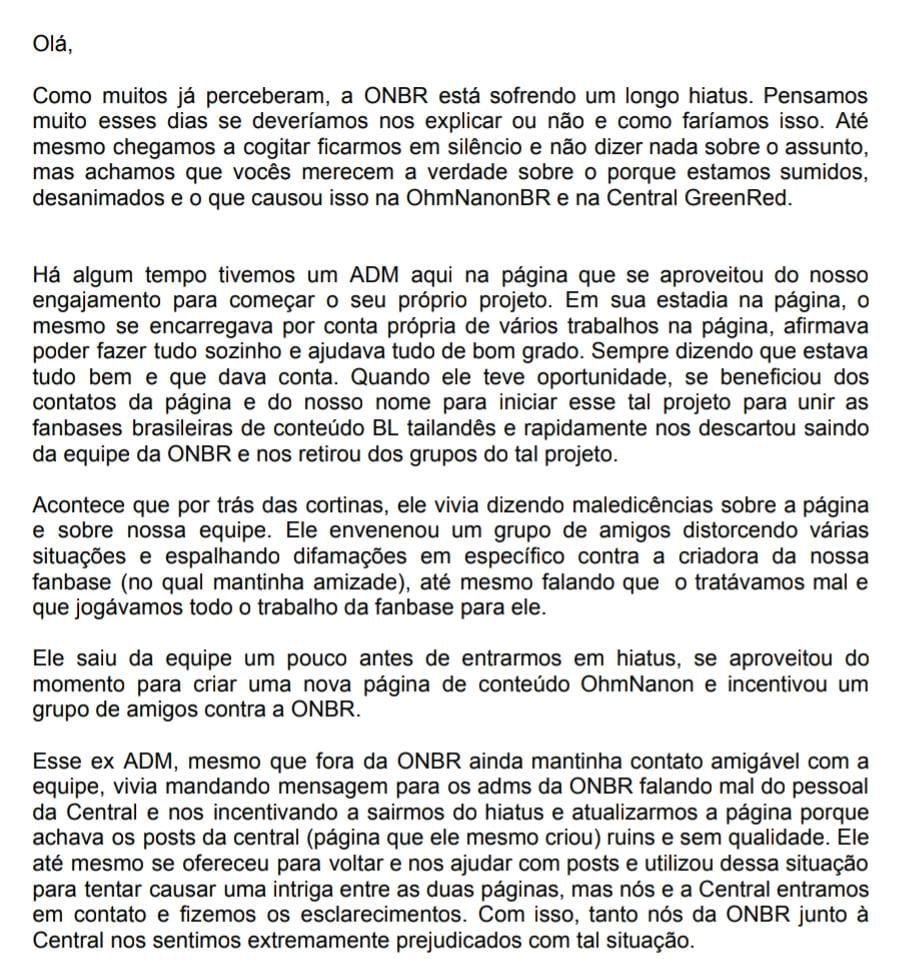OhmNanonBrasil's tweet photo. Carta de esclarecimento https://t.co/qN9Kjk6BbZ