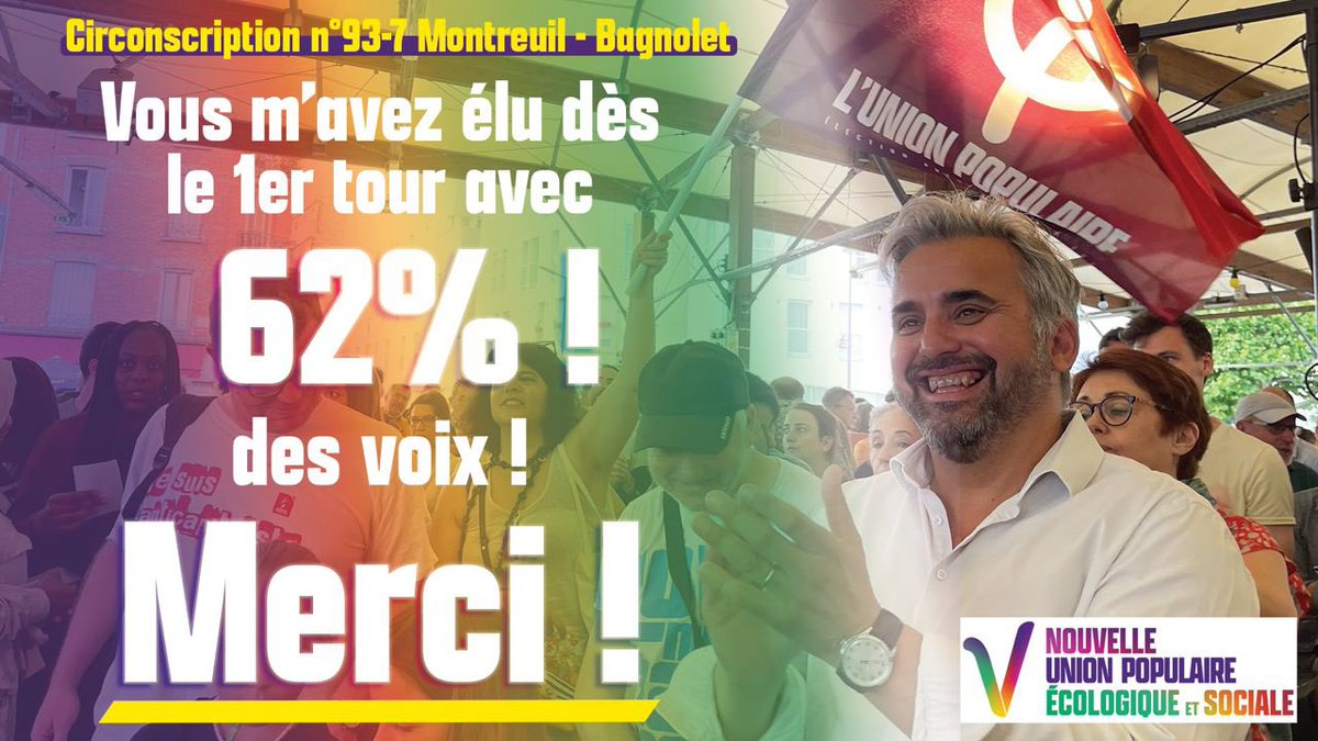 Élu dès le premier tour de ces #legislatives2022  !! UN GRAND MERCI ! #NUPES