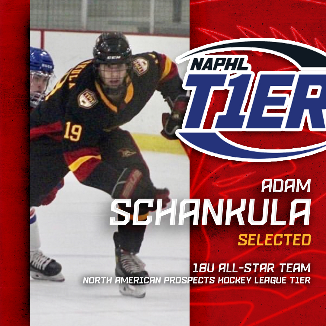 SpartansAAA's tweet photo. Congratulations to Adam Schankula for being selected to the All-NAPHL T1ER 18U Teams for the Central Division. Only the top five skaters and goaltender from each division were selected for this honor. We are very proud of Adam for earning this honor! #TSSpartans https://t.co/v2tRyDISUu