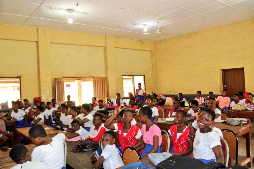 naafghana's tweet photo. From where we stand as an organisation #WeAreCommitted in making sure that young girls have enough knowledge and confidence before their first #Period through our menstrual hygiene education tour #1Pad4Her @MHDay28May @HCThompson001 @WASHUnited @SDG4Ghana @AfriCoMHM @UKinGhana https://t.co/EjH5juYE63