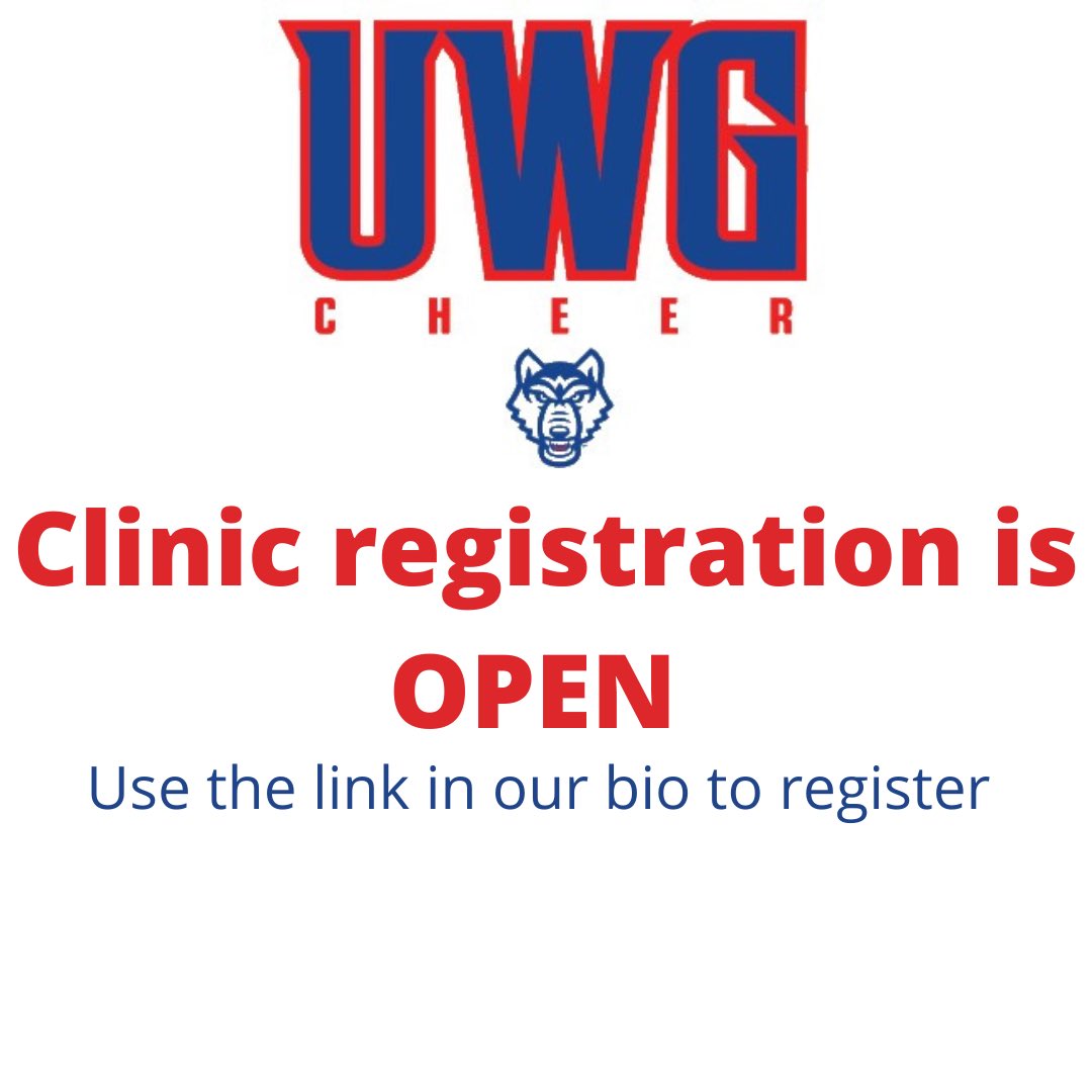 UWGCheer's tweet photo. Registration for our July clinic is open NOW! Head to our instagram and use the link in our bio to register!❤️💙🐺 https://t.co/ctBnnb4yIu