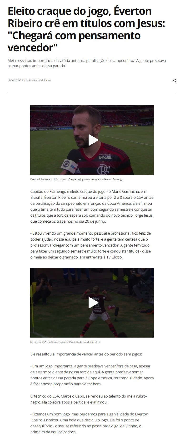Jogos da rodada do Brasileirão 2019 após a Copa América