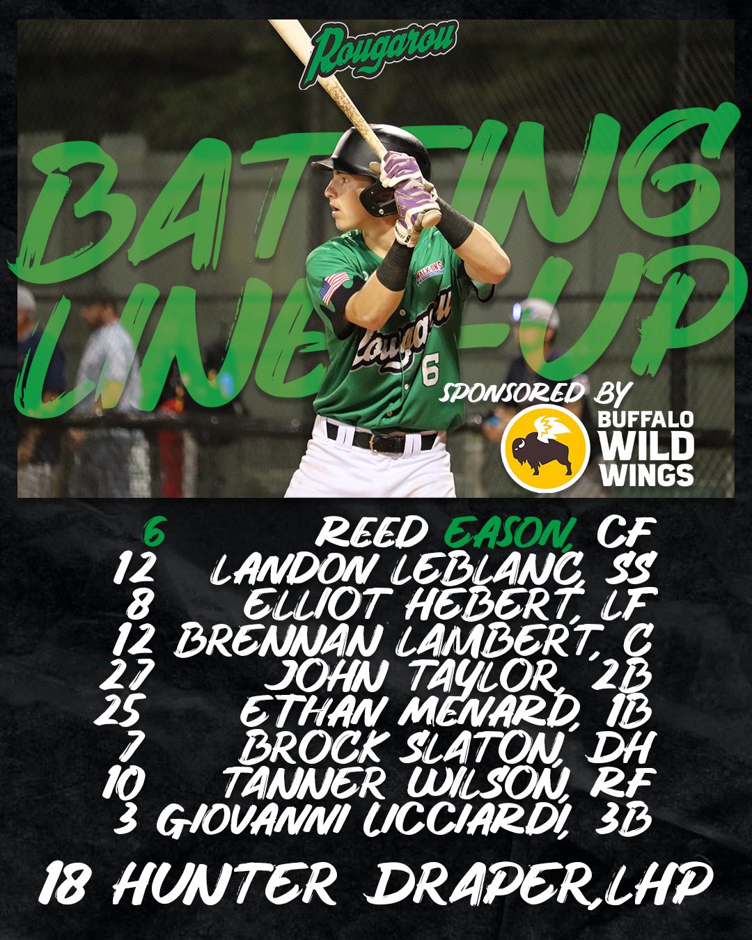 Baton Rouge Rougarou on Twitter "Here’s the Batting lineup for June