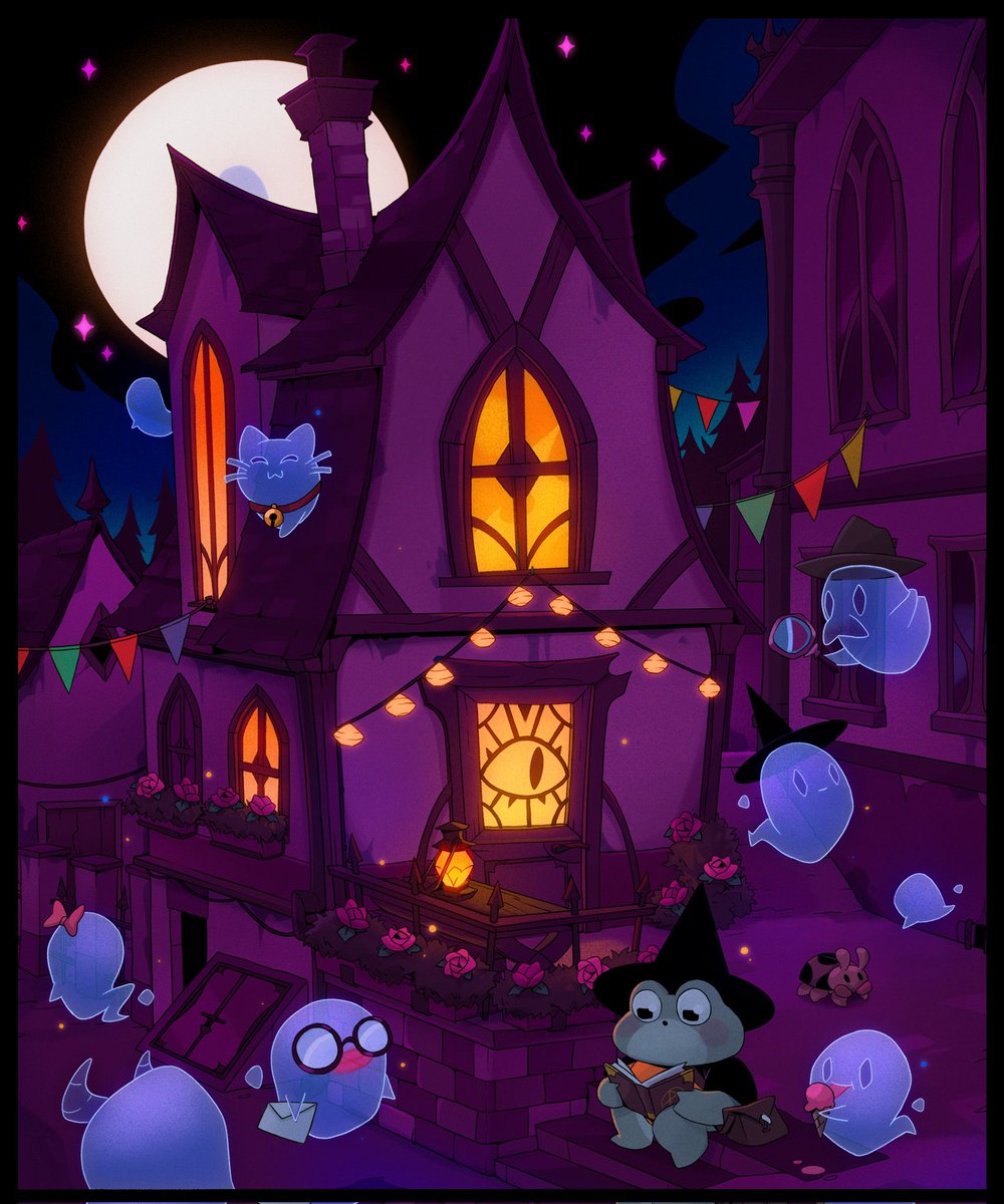 Javi_Pajuelo's tweet photo. Cae la noche y todos duermen pero los fantasmas pasean y Montxo se pone a estudiar conjuros ✨🐸✨ https://t.co/RzuRgVnmyc