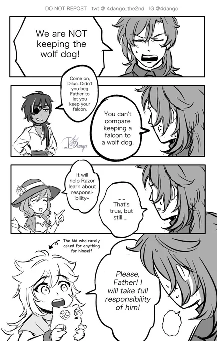 [Modern AU]

Diluc, defeated by puppy eyes again 