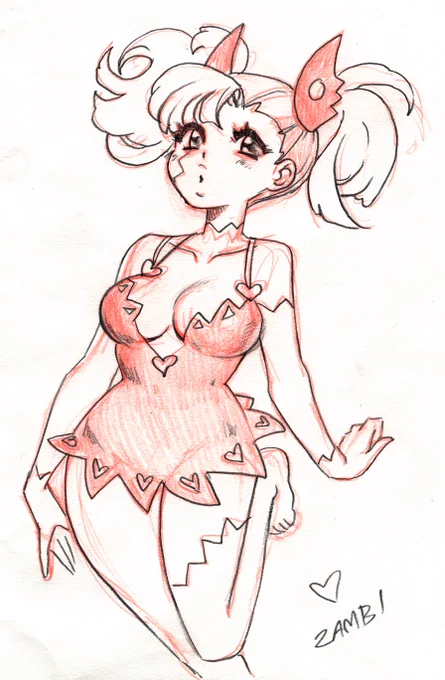 I did an art trade with @Zambicandy back at Fanime! She drew this sexy cute drawing of Frauleinstein, and I drew her character Nova ! 