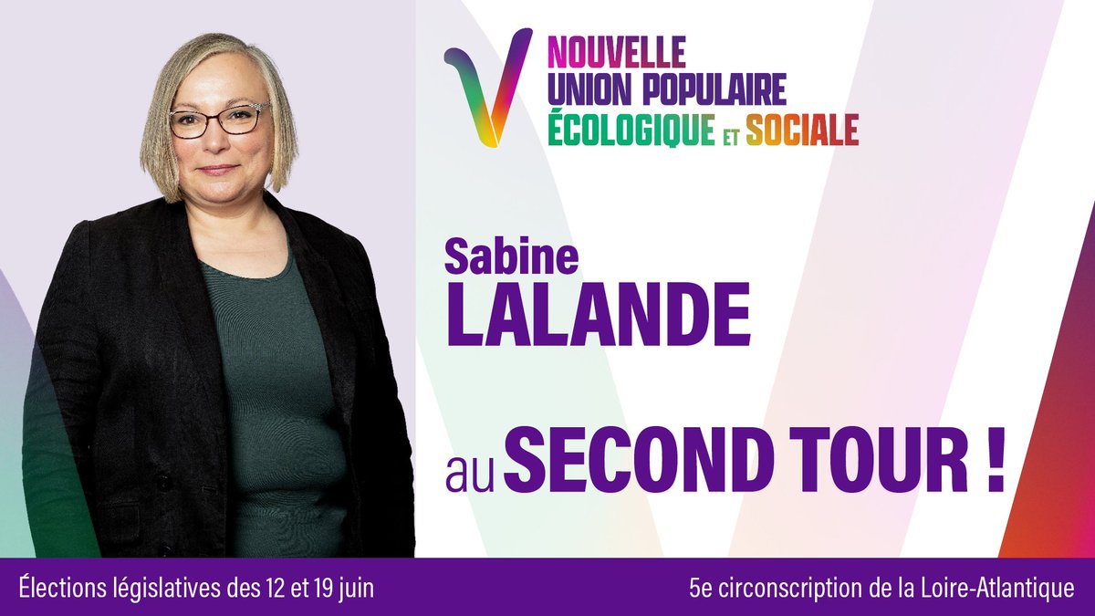 NUPES_2022_'s tweet photo. ✌️ @Lalande4468, candidate #NUPES dans la 5ème circonscription de la Loire-Atlantique, est qualifiée pour le second tour des élections législatives !

#VcommeVictoire #legislatives2022 https://t.co/BKOw8WnFhl
