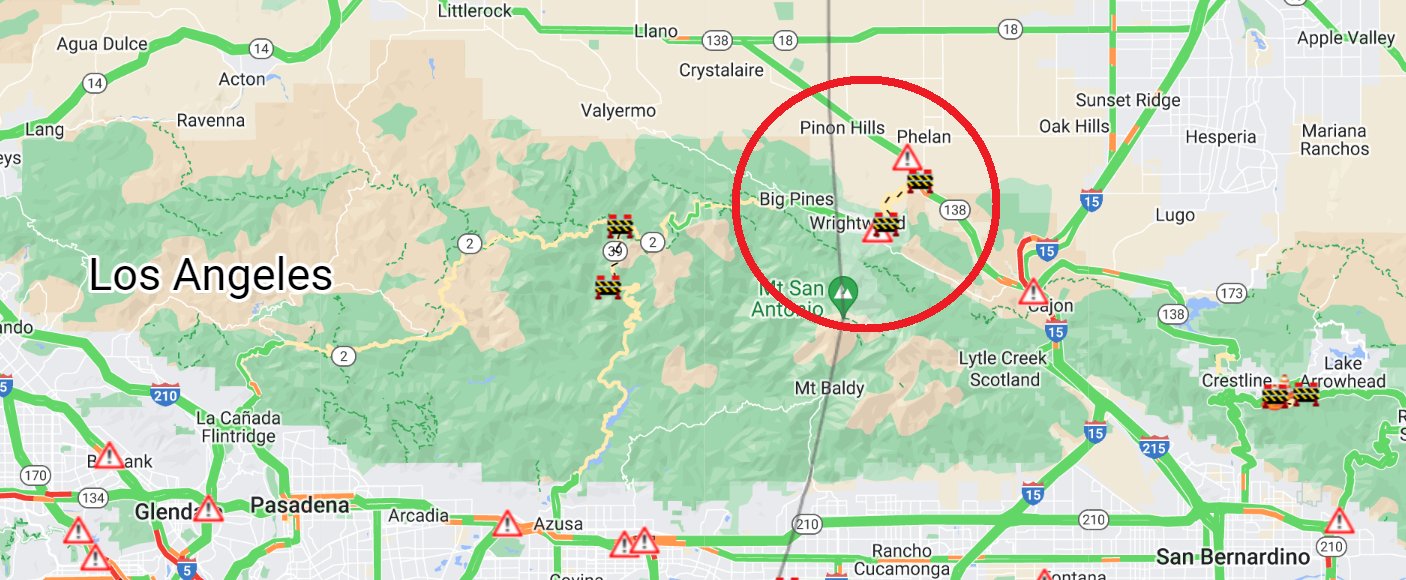 Caltrans District 7 on Twitter "Be aware of SheepFire brushfire near Wrightwood 
