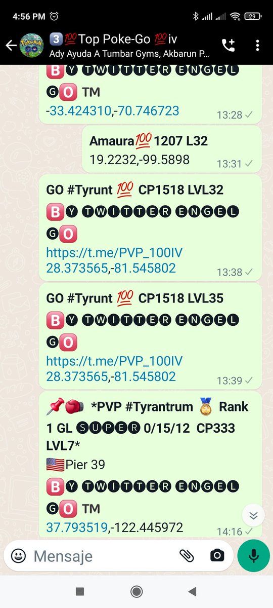 engel_go's tweet photo. 3οΈβ£π― *Top Poke-Go π―iv (WhatsApp 50 slots - 50 cupos)*
https://t.co/nyFAlqwDfx
β‘οΈ **Just π―iv/PVP coords, quests, #Shinycheck/#CandyHunt for rare PokΓ©mon and News.**
β‘οΈ **SΓ³lo coordenadas π―iv, misiones, #Shinycheck/#CandyHunt para pokemon raros y noticias.** https://t.co/Ii8P1Uqne9