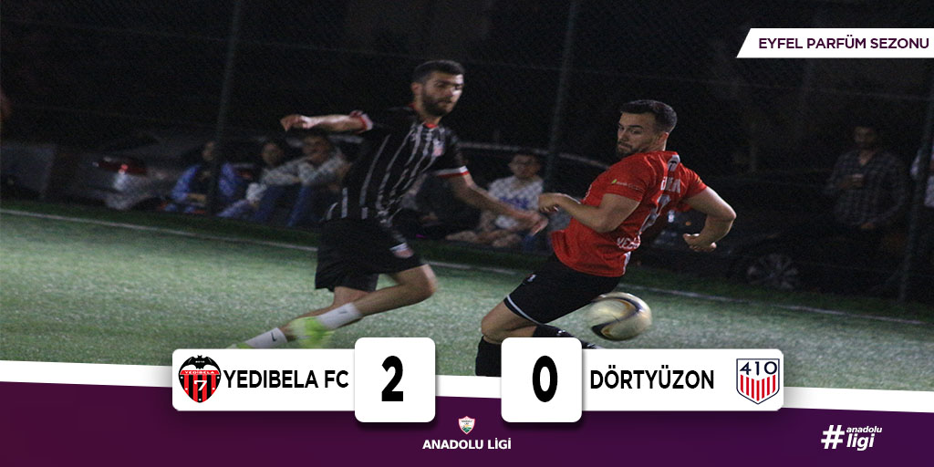 Anadolu Ligi Eyfel Parfüm Sezonu 1. Lig

📅 Yarı Final

⚽️ <a href="/YedibelaFC/">Yedibela FC</a> 2-0 #DörtYüzOn

🏅 Kerem Akpınar