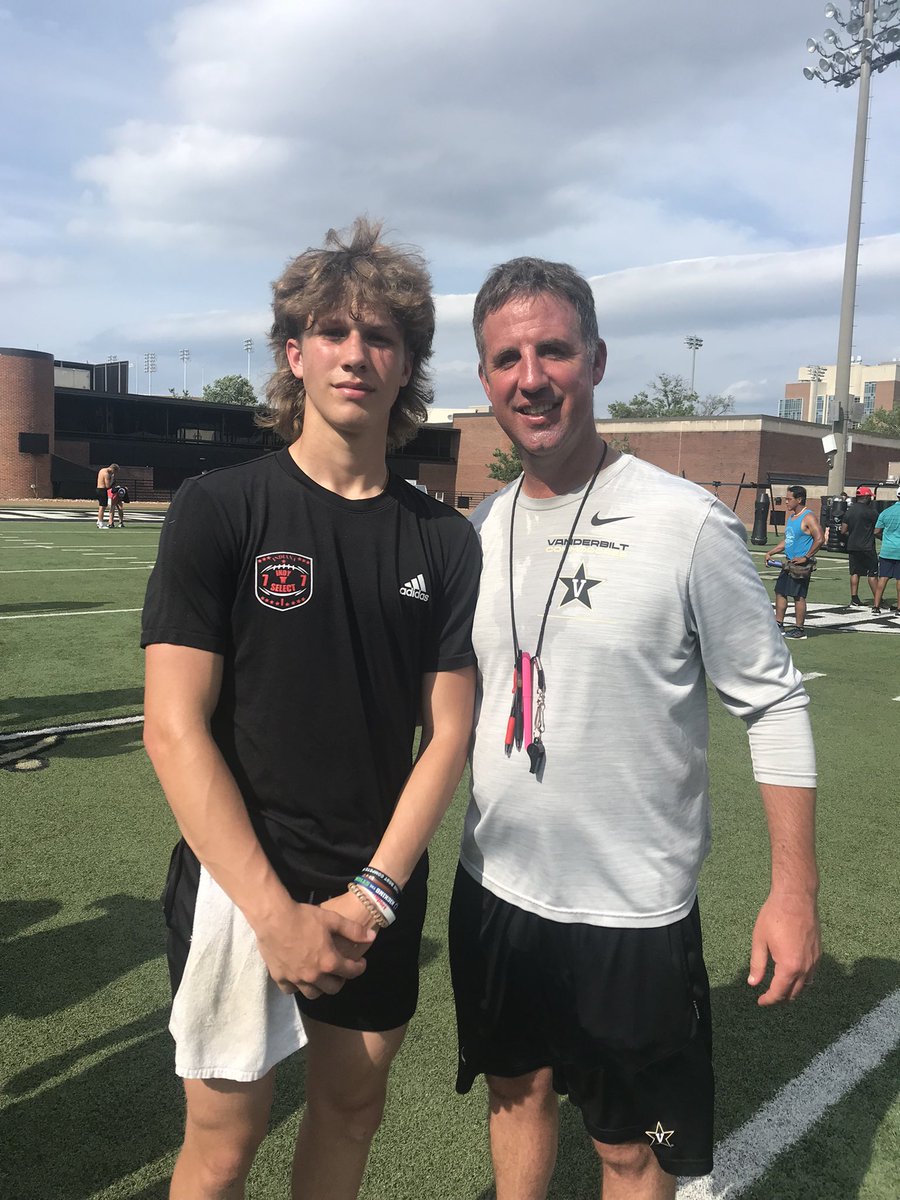 StuckeyJace's tweet photo. Had a great day camping @VandyFootball.
Really enjoyed the coaching and competition. Also really enjoyed talking to @coachjoeylynch. Looking forward to the future.

@Coach_B_Jones_ @Trenton_Kirklin @CoachOverton_ @CoachAutenrieth 
@xfactorQB @IndySelect @TCTigerFB4Life @TCTIGERS https://t.co/FUWMd0RRXp