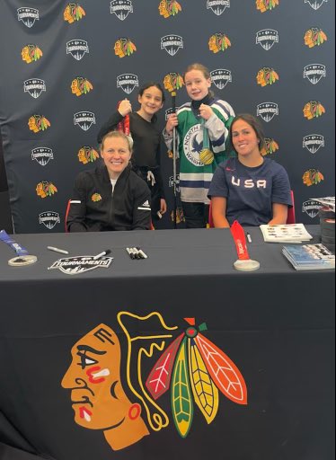 ChgoStallions's tweet photo. Stallion players Maddie Zolna and Georgaina Grzetich won the Girls 12U Tournament this weekend in the Chicago Blackhawks Showtime Summer Classic, going undefeated, winning and celebrating with Kendall Coyne and Abby Murphy after the championship.  Congrats!  #StallionsPride https://t.co/TVcepTGLND