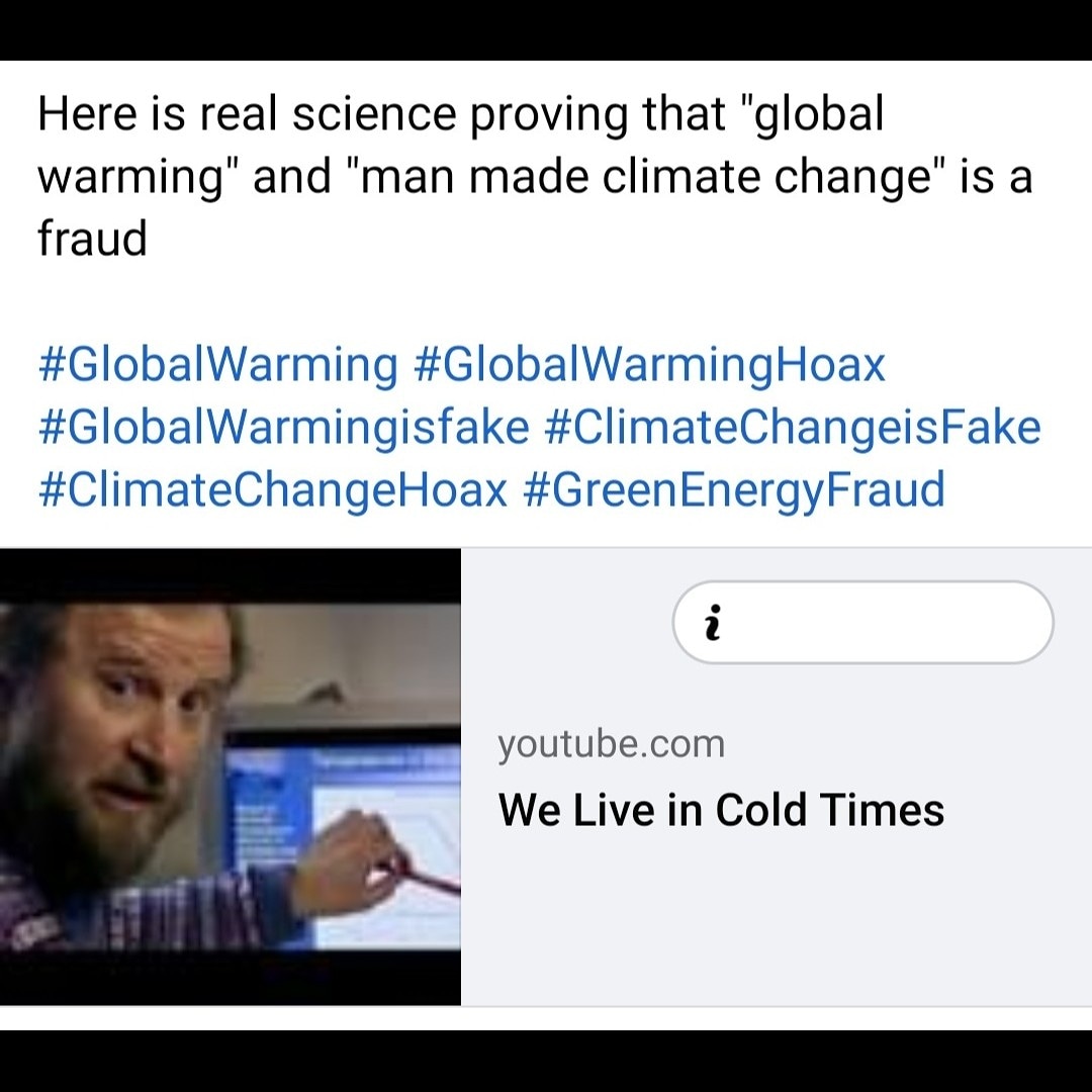 Here is real science proving that "global warming" and "man made climate change" is a fraud 

#GlobalWarming #GlobalWarmingHoax #GlobalWarmingisfake #ClimateChangeisFake #ClimateChangeHoax #GreenEnergyFraud 

youtu.be/WE0zHZPQJzA