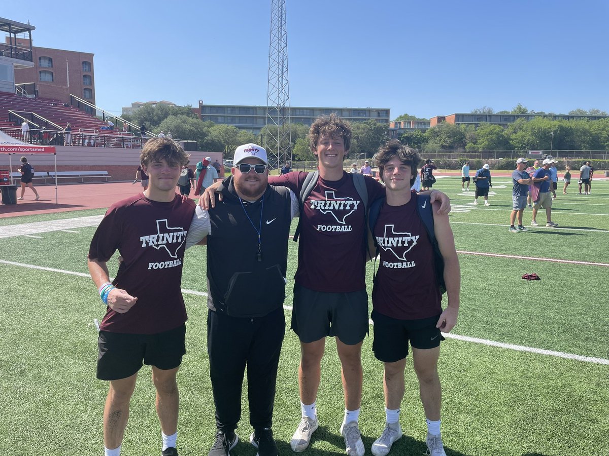 Patrick Rhatican (@coachrhat) on Twitter photo Just some Rangers getting better in San Antonio!
📍Trinity Elite Football Camp
<a href="/JesuitDallasFB/">Jesuit Football</a> <a href="/TUFootballTX/">Trinity University Football</a> <a href="/musso_jake/">Jake Musso</a> <a href="/MattyWagner1/">Matty Wagner</a> <a href="/grantpeters23/">Grant Peters</a> Just some Rangers getting better in San Antonio!
📍Trinity Elite Football Camp
<a href="/JesuitDallasFB/">Jesuit Football</a> <a href="/TUFootballTX/">Trinity University Football</a> <a href="/musso_jake/">Jake Musso</a> <a href="/MattyWagner1/">Matty Wagner</a> <a href="/grantpeters23/">Grant Peters</a>