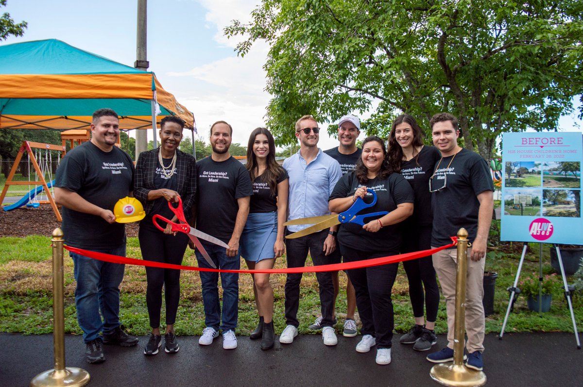 ALivE305's tweet photo. Team @ALivE305 celebrated the new play space to benefit @HisHouseMiami with a ribbon cutting ceremony. Lots of fun and excitement celebrating with the foster children, thanks to the @MiamiChamber  #LeadershipMiami program and @MayorDaniella for offering words of encouragement. https://t.co/b6eJfb1RZU