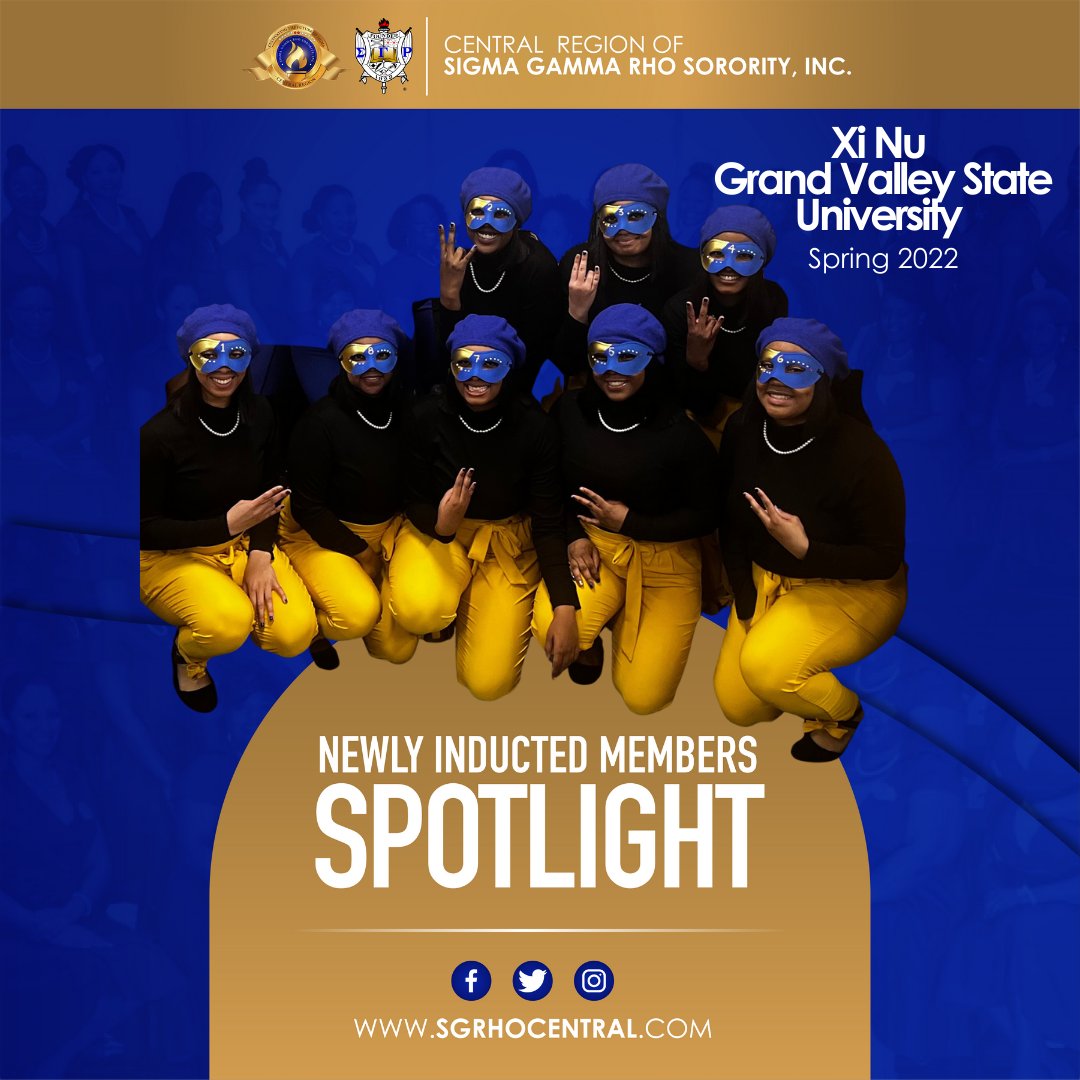 SGRhoCentral's tweet photo. Welcome New Undergraduates
Welcome to the newest inducted members within the ‘Captivating’ Central Region.
Presenting the Spring 2022 chapter Grand Valley State University, Xi Nu. Welcome Sorors💛💙
#SGRhoCentral #CentralLeadsTheWay #LeadWithCentral #LeadershipThroughAction https://t.co/IJvXTimn3X