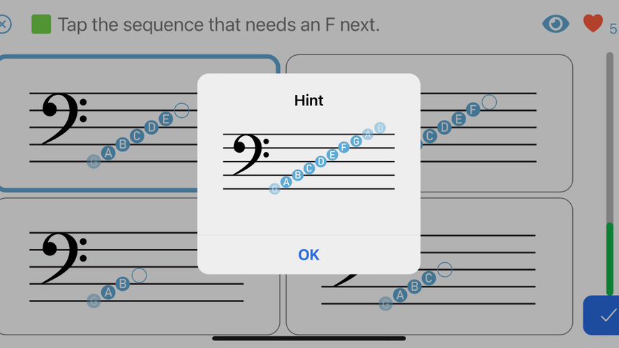 If at first you don't succeed.... hit the hint button!  (And *then* try, try again!)

Build a strong music foundation at noteful.net 

#dailytheorychallenge #readmusic #benoteful #noteful #notefulapp #dailyintervalchallenge #intervalquiz #music #musictheor...