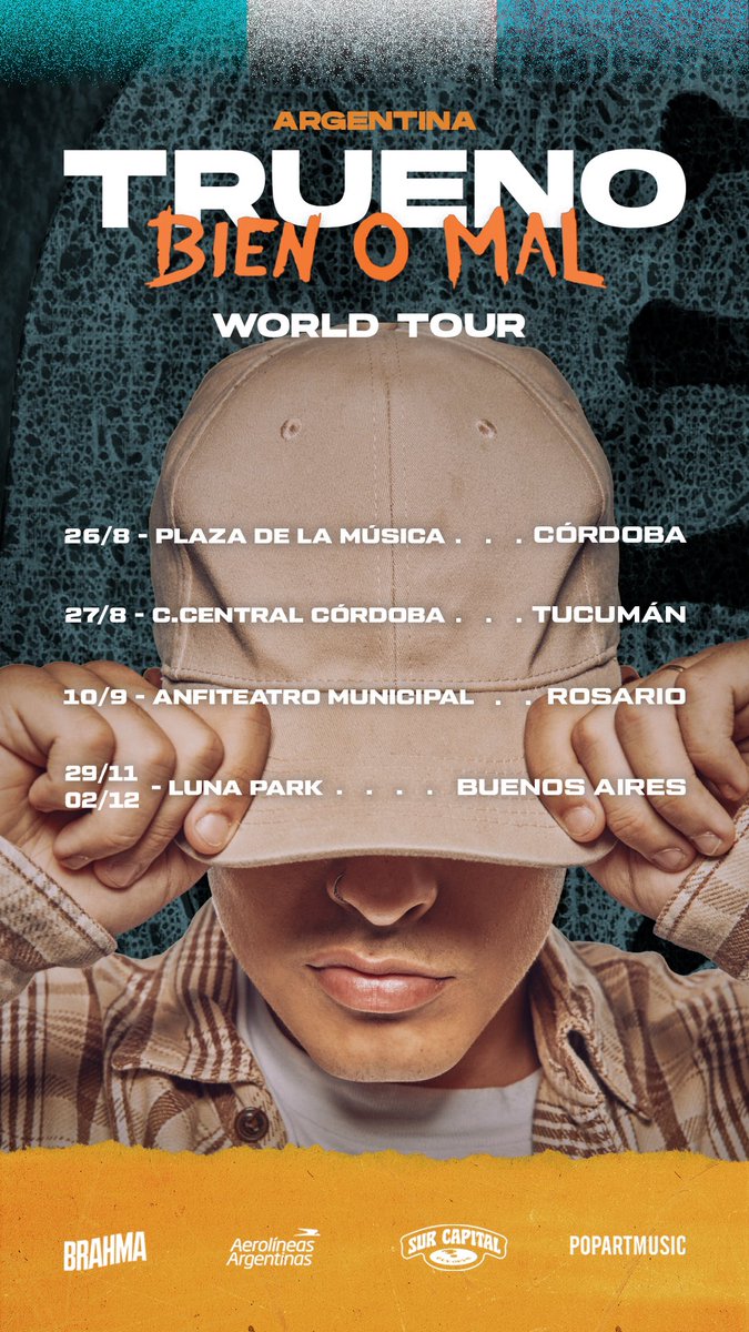 PlazaDeLaMusica's tweet image. EL HIP HOP ESTÁ EN LA CASA 🔥🔥🔥

@TruenoOficiaI acaba de anunciar su gira por Argentina y TIENE PARADA EN CÓRDOBA 

💥“Bien o mal world tour” llega a Plaza de la Música para hacer saltar a todos los cordobeses al ritmo del último disco de TR1 💥

De La Boca directo a Alberdi