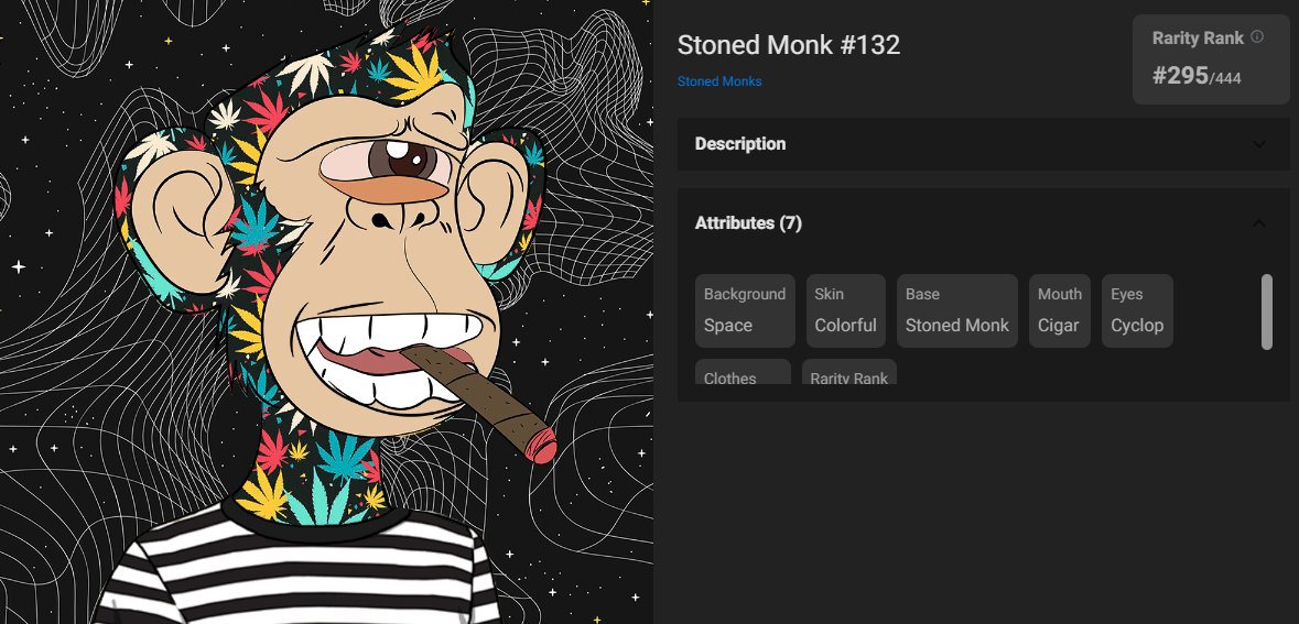 smokeboyz2's tweet photo. @stonedmonksnft @LaunchMyNFT Got one really cool one. Love your collection <3 https://t.co/zVoSdoqF0d