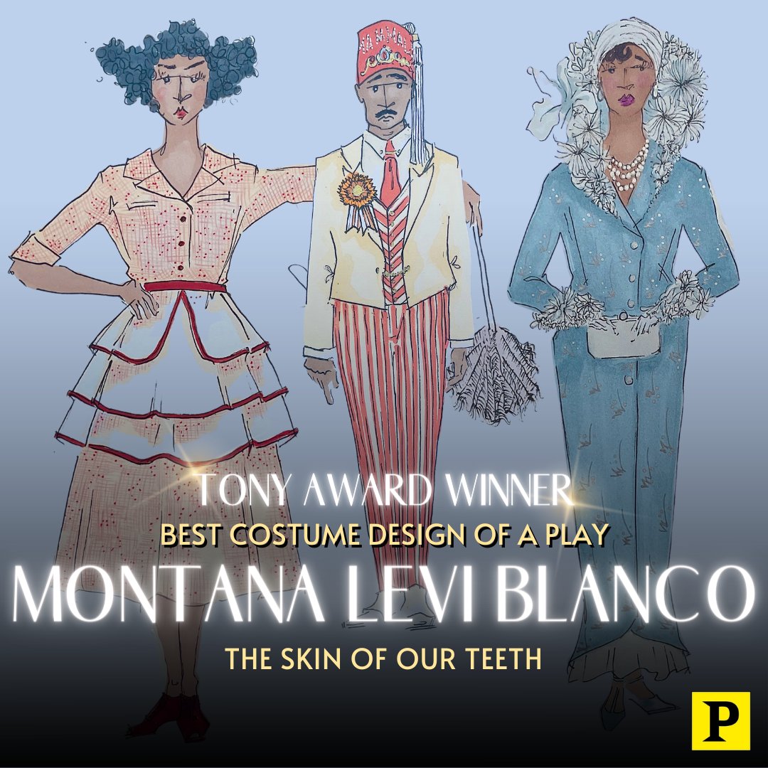 .<a href="/SkinOfTeethBway/">The Skin of Our Teeth</a>'s Montana Levi Blanco takes home the #TonyAward for Best Costume Design of a Play! See which Broadway favorites won big tonight → bit.ly/2022TonyWinners