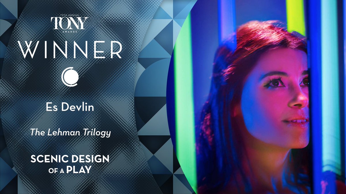 Congrats to <a href="/LehmanTrilogyUS/">The Lehman Trilogy US</a>’s Es Devlin, #TonyAwards-winner for Best Scenic Design of a Play. Bravo! #75YearsofTonys