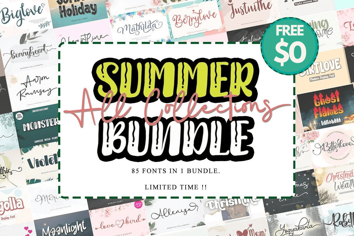 FreeCommClipArt's tweet photo. Creative Fabrica is giving away 85 fonts in their Free Summer Fonts Bundle. Click here to download all the fonts now => https://t.co/W5aMNiVRe8
#Freefonts #graphicdesign #GraphicDesigner https://t.co/t3QeXmFjZk